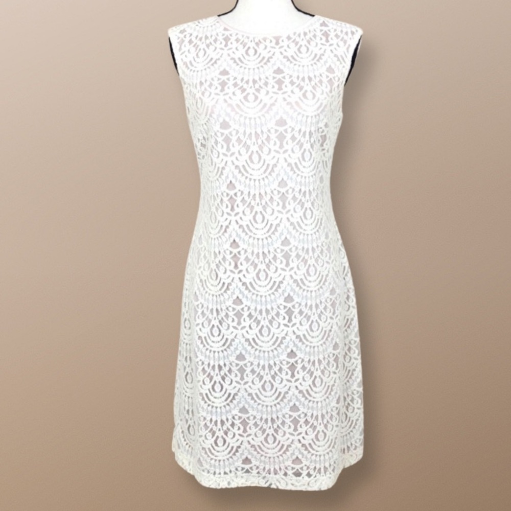 Jessica Howard Lace Overlay Ivory/Mauve Dress 4 - Picture 8 of 8